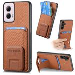 For Motorola Moto G Power 5G 2024 Carbon Fiber Card Bag Fold Stand Phone Case(Brown)