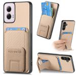 For Motorola Moto G Power 5G 2024 Carbon Fiber Card Bag Fold Stand Phone Case(Khaki)