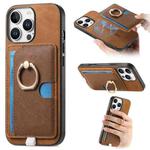 For iPhone 16 Pro Retro Cross Leather Ring Side Insert Card Bag MagSafe Phone Case(Brown)