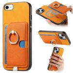For iPhone 7 / 8 / SE 2022 Retro Cross Leather Ring Side Insert Card Bag MagSafe Phone Case(Yellow)