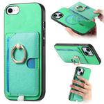 For iPhone 7 / 8 / SE 2022 Retro Cross Leather Ring Side Insert Card Bag MagSafe Phone Case(Green)