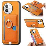 For vivo S18e 5G Retro Cross Leather Ring Side Insert Card Bag MagSafe Phone Case(Yellow)