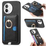 For vivo S18e 5G Retro Cross Leather Ring Side Insert Card Bag MagSafe Phone Case(Black)