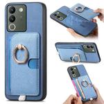 For vivo Y200 / V29e Retro Cross Leather Ring Side Insert Card Bag MagSafe Phone Case(Blue)