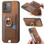 For vivo S17e / iQOO Z7 Pro / T2 Pro Retro Cross Leather Ring Side Insert Card Bag MagSafe Phone Case(Brown)