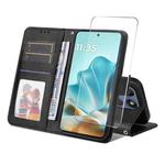 For Motorola Edge 60 Fusion ENKAY Card Wallet Calf Texture Leather Phone Case with Screen Film(Black)