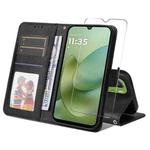 For Motorola Moto G06 4G ENKAY Card Wallet Calf Texture Leather Phone Case with Screen Film(Black)