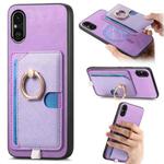 For Sony Xperia 5 V Retro Cross Leather Ring Side Insert Card Bag MagSafe Phone Case(Purple)