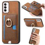 For OPPO Reno12 Global Retro Cross Leather Ring Side Insert Card Bag MagSafe Phone Case(Brown)