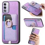 For OPPO A3 Pro Global Retro Cross Leather Ring Side Insert Card Bag MagSafe Phone Case(Purple)