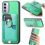 For OPPO A3 Pro Global Retro Cross Leather Ring Side Insert Card Bag MagSafe Phone Case(Green)