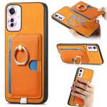 For OPPO Reno11 F Retro Cross Leather Ring Side Insert Card Bag MagSafe Phone Case(Yellow)