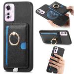 For OPPO Reno11 F Retro Cross Leather Ring Side Insert Card Bag MagSafe Phone Case(Black)