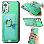 For OPPO Reno11 Global Retro Cross Leather Ring Side Insert Card Bag MagSafe Phone Case(Green)