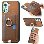 For OPPO Reno11 Global Retro Cross Leather Ring Side Insert Card Bag MagSafe Phone Case(Brown)