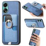 For OPPO A78 4G Retro Cross Leather Ring Side Insert Card Bag MagSafe Phone Case(Blue)