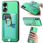 For OPPO A78 4G Retro Cross Leather Ring Side Insert Card Bag MagSafe Phone Case(Green)