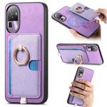 For OPPO Reno10 Pro+ 5G Retro Cross Leather Ring Side Insert Card Bag MagSafe Phone Case(Purple)