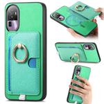 For OPPO Reno10 Pro+ 5G Retro Cross Leather Ring Side Insert Card Bag MagSafe Phone Case(Green)