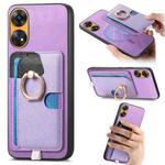 For OPPO Reno8 T / A1 Pro Retro Cross Leather Ring Side Insert Card Bag MagSafe Phone Case(Purple)