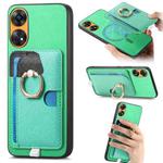 For OPPO Reno8 T / A1 Pro Retro Cross Leather Ring Side Insert Card Bag MagSafe Phone Case(Green)