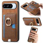 For Google Pixel 8 Pro Retro Cross Leather Ring Side Insert Card Bag MagSafe Phone Case(Brown)