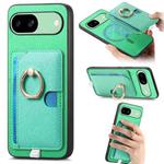 For Google Pixel 7a Retro Cross Leather Ring Side Insert Card Bag MagSafe Phone Case(Green)