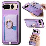 For Google Pixel 7 Pro Retro Cross Leather Ring Side Insert Card Bag MagSafe Phone Case(Purple)