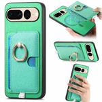 For Google Pixel 7 Pro Retro Cross Leather Ring Side Insert Card Bag MagSafe Phone Case(Green)