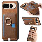 For Google Pixel 7 Pro Retro Cross Leather Ring Side Insert Card Bag MagSafe Phone Case(Brown)