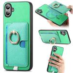 For Nothing CMF Phone 1 Retro Cross Leather Ring Side Insert Card Bag MagSafe Phone Case(Green)