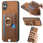 For Nothing CMF Phone 1 Retro Cross Leather Ring Side Insert Card Bag MagSafe Phone Case(Brown)