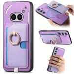 For Nothing Phone 2a Retro Cross Leather Ring Side Insert Card Bag MagSafe Phone Case(Purple)