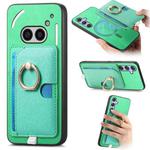 For Nothing Phone 2a Retro Cross Leather Ring Side Insert Card Bag MagSafe Phone Case(Green)