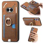 For Nothing Phone 2a Retro Cross Leather Ring Side Insert Card Bag MagSafe Phone Case(Brown)