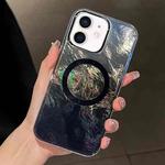 For iPhone 11 Plating Gradient Glacier Texture MagSafe Phone Case(Black)