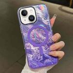 For iPhone 13 Plating Gradient Glacier Texture MagSafe Phone Case(Purple)