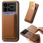 For Realme GT5 5G Retro Magsafe Card Bag PU Back Cover Phone Case(Brown)