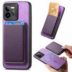 For Realme GT7 Pro 5G Retro Magsafe Card Bag PU Back Cover Phone Case(Purple)