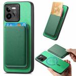 For Realme GT7 Pro 5G Retro Magsafe Card Bag PU Back Cover Phone Case(Green)