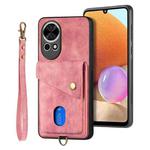 For Huawei nova 13 Retro Card Wallet Fold Leather Phone Case with Strap(Pink)