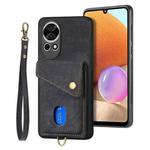 For Huawei nova 13 Pro Retro Card Wallet Fold Leather Phone Case with Strap(Black)