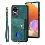 For Huawei nova 13 Pro Retro Card Wallet Fold Leather Phone Case with Strap(Green)
