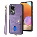For Huawei nova 13 Pro Retro Card Wallet Fold Leather Phone Case with Strap(Purple)