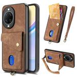 For Huawei nova 14 Ultra Retro Card Wallet Fold Leather Phone Case with Strap(Brown)