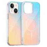 For iPhone 15 Plus Laser Engraved Texture MagSafe Phone Case(Vertical Stripes)
