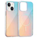 For iPhone 15 Plus Laser Engraved Texture MagSafe Phone Case(Red Light)