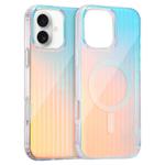 For iPhone 16 Plus Laser Engraved Texture MagSafe Phone Case(Vertical Stripes)