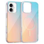 For iPhone 16 Plus Laser Engraved Texture MagSafe Phone Case(Red Light)