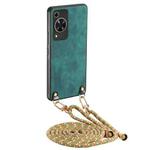 For Huawei Enjoy 70 Vintage Leather PC Back Cover Phone Case with Crossbody Strap(Green)